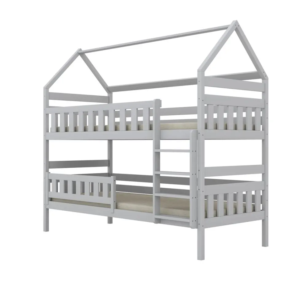 Solidne łóżko piętrowe domek FELIKS 200x80 białe sosnowe trzyosobowe I sklep meblowy MIRAT. styl SKANDYNAWSKI kolekcja FELIKS