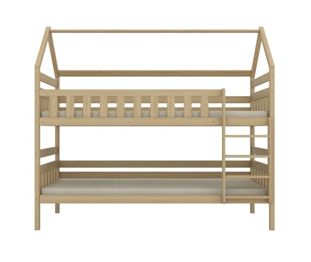 3-osobowe łóżko piętrowe domek FELIKS 200x80 sosna nielakierowana dla dzieci I sklep meblowy MIRAT. styl SKANDYNAWSKI kolekcja FELIKS