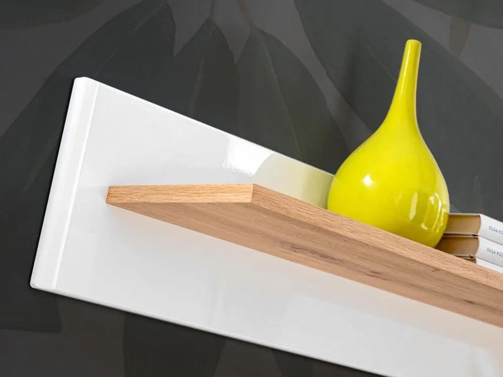 Meblościanka FAME biały połysk/dąb artisan z przeszkleniami | MIRAT. w stylu SKANDYNAWSKI kolekcja