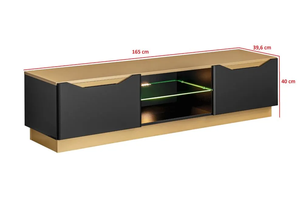Meblościanka FAME czarny mat/złota z podświetleniem LED I sklep meblowy MIRAT. styl GLAMOUR