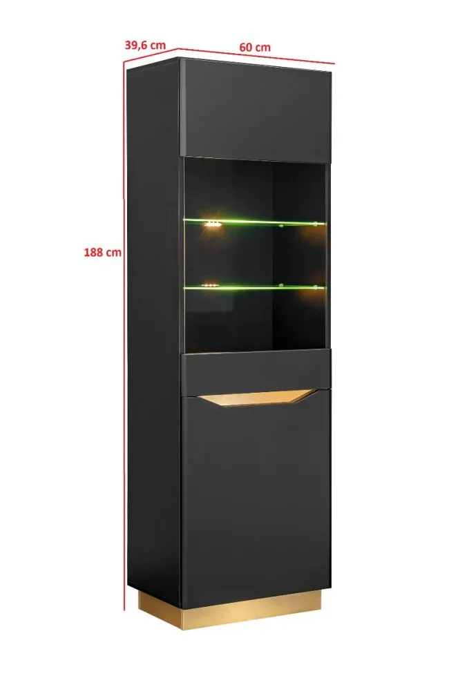 Meblościanka FAME czarny mat/złota z podświetleniem LED I sklep meblowy MIRAT. styl GLAMOUR