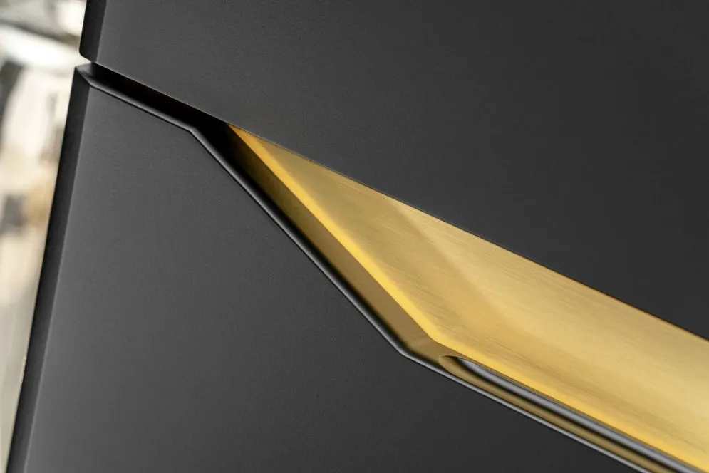 Meblościanka FAME czarny mat/złota z podświetleniem LED I sklep meblowy MIRAT. styl GLAMOUR