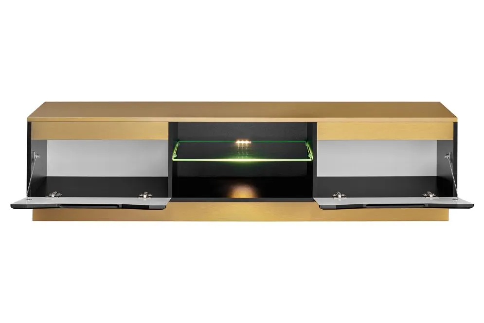 Meblościanka FAME czarny mat/złota z podświetleniem LED I sklep meblowy MIRAT. styl GLAMOUR