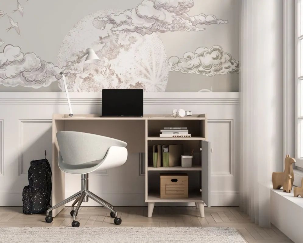 Biurko dziecięce MEVEL szare I sklep meblowy MIRAT. styl PASTELE kolekcja MEVEL