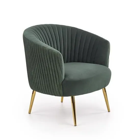 Fotel CROWN ciemno zielony velvet na złotych nóżkach | MIRAT. w stylu GLAMOUR kolekcja