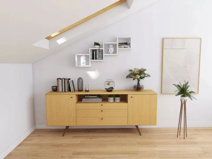 Półka ALESIA 3 orzech wisząca do salonu | MIRAT. w stylu LOFT kolekcja