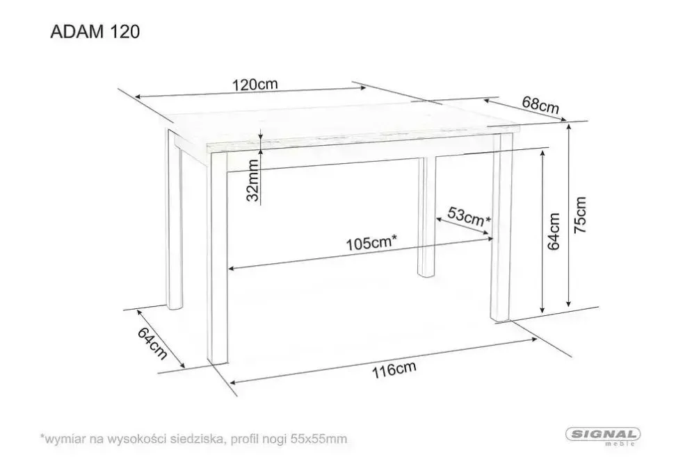 Stół do kuchni ADAM 120x68 z kaszmirowym blatem | MIRAT