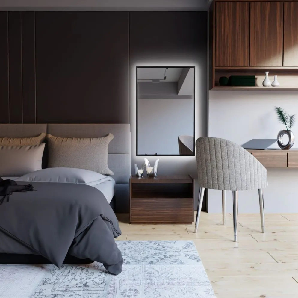 Lustro łazienkowe LUMO 90x60cm czarne z oświetleniem LED I sklep meblowy MIRAT.