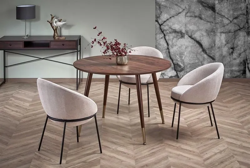 Stół okrągły DOMENICO 110x110 orzech ze złotymi wstawkami glamour | MIRAT. w stylu  kolekcja