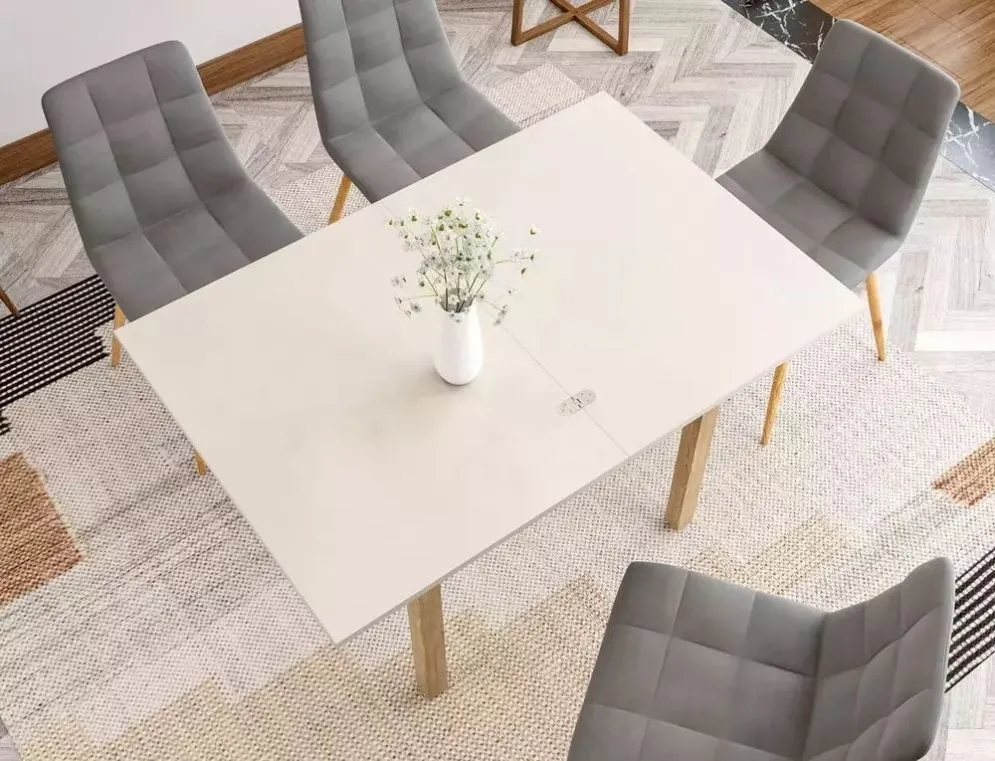 Stół Flip 60(120)x80 cm rozkładany kaszmir dąb | MIRAT styl SKANDYNAWSKI