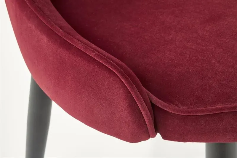 Krzesło K366 VELVET bordowe aksamitne o opływowym kształcie | MIRAT. styl GLAMOUR