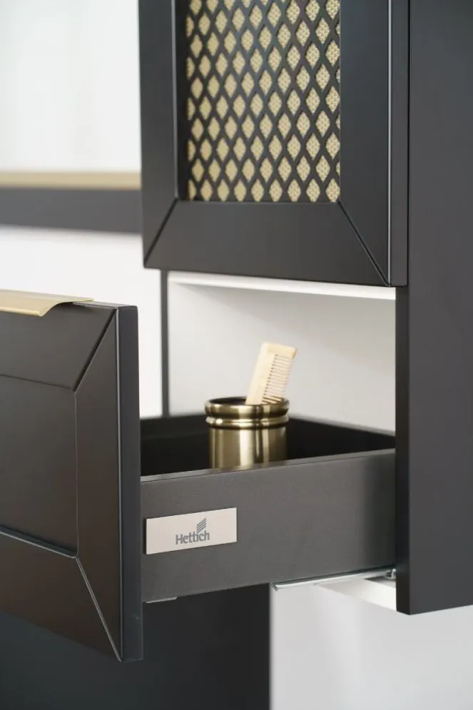 Szafka łazienkowa wisząca CHIC 35 cm czarna półmat glamour | MIRAT  kolekcja CHIC