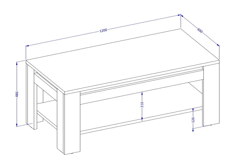 Stolik kawowy DADES 120x60 dąb samdal/czarny mat prostokątny I sklep meblowy MIRAT. styl LOFT