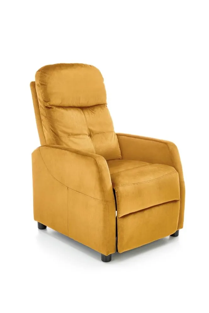 Fotel wypoczynkowy FELIPE 2 VELVET musztardowy rozkładany | MIRAT. styl LOFT