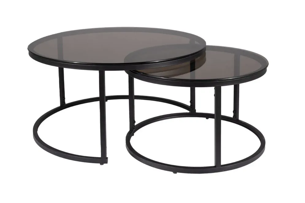 Zestaw 2 szklanych ław FERRANTE E szary/czarny mat I sklep meblowy MIRAT. styl LOFT