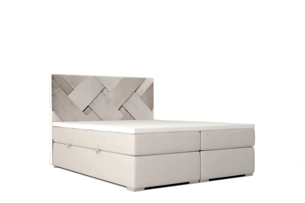 Łóżko kontynentalne FEZ 160 beżowe velvet do sypialni | MIRAT. w stylu GLAMOUR kolekcja