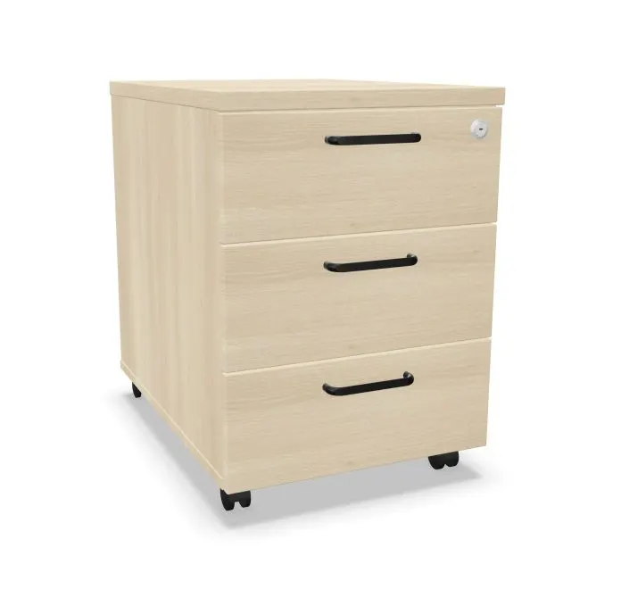 Kontenerek biurowy EASY SPACE MOB akacjowy na kółkach I sklep meblowy MIRAT. styl SKANDYNAWSKI