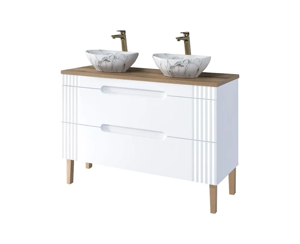 Szafka pod umywalkę FIJI WHITE 82 120cm biała wisząca I sklep meblowy MIRAT. styl RYFLOWANY, SKANDYNAWSKI kolekcja FIJI