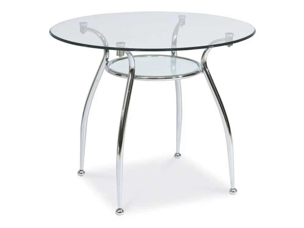 Stół FINEZJA A bezbarwny okrągły ze szklanym blatem | MIRAT.