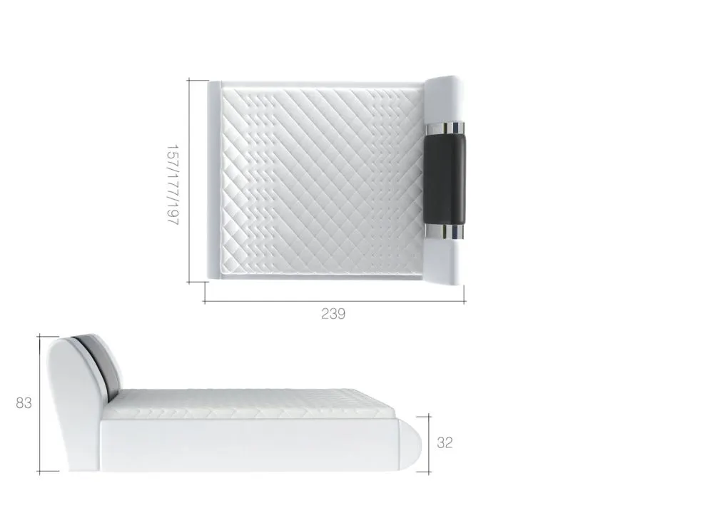 Łóżko tapicerowane FLAVIO 180x200 czarne/białe z pojemnikiem nowoczesne | MIRAT.