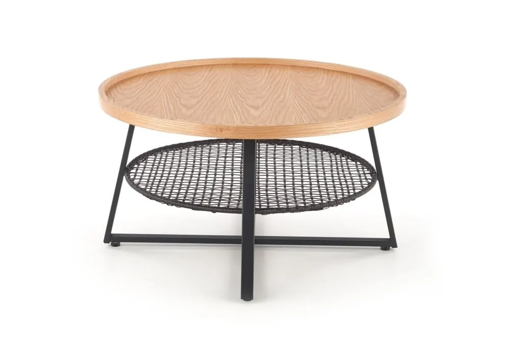 Stolik kawowy FLORENCE 80x80 dąb/czarny okrągły do salonu | MIRAT. styl LOFT