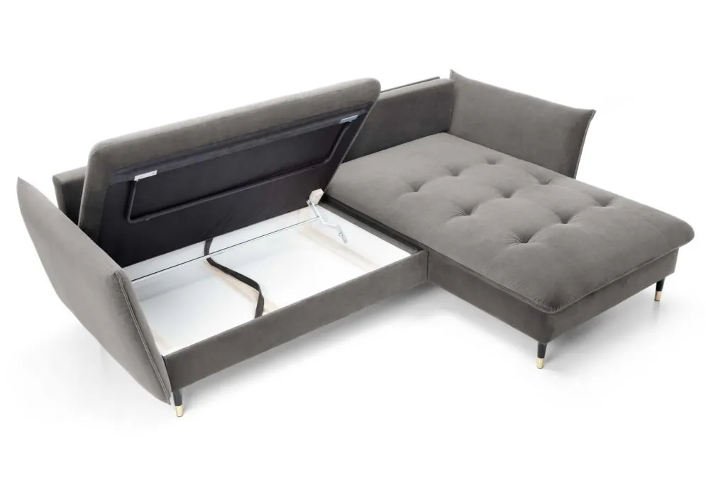 Narożnik z funkcją spania ATENA szary z pojemnikiem na pościel I sklep meblowy MIRAT. styl GLAMOUR