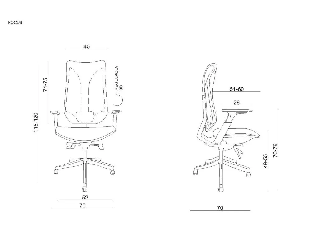 Fotel biurowy FOCUS szary z regulacją głębokości siedziska I sklep meblowy MIRAT.