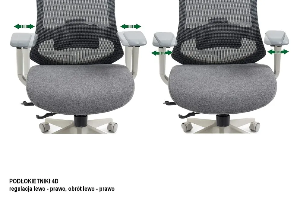 Czarny fotel ergonomiczny Ergon z atestem i podłokietnikami 4D | MIRAT