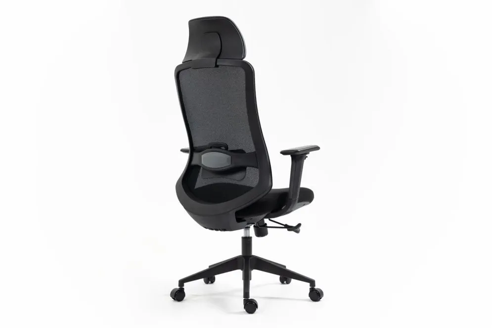 Czarny fotel ergonomiczny Ergon z atestem i podłokietnikami 4D | MIRAT