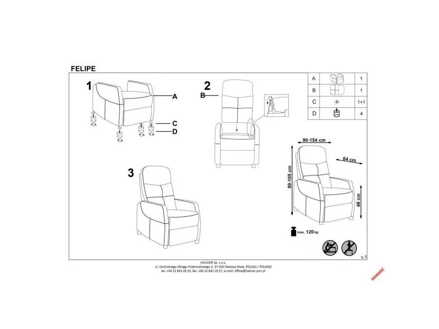 Fotel FELIPE ciemnoszary rozkładany do salonu | MIRAT.