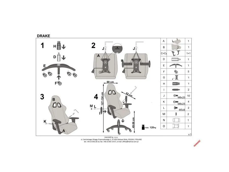 Fotel DRAKE czarny/popielaty gamingowy z poduszkami | MIRAT. w stylu kolekcja