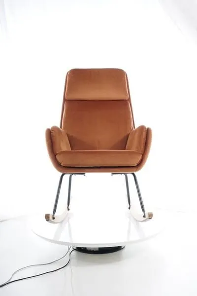 Fotel bujany HOOVER Velvet Pomarańczowy na płozach| MIRAT styl SKANDYNAWSKI