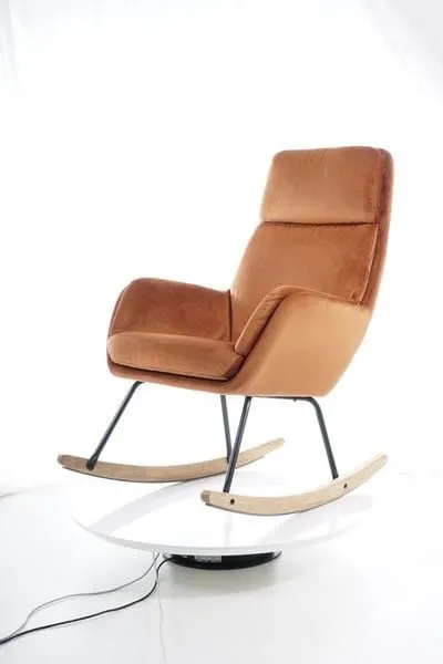 Fotel bujany HOOVER Velvet Pomarańczowy na płozach| MIRAT styl SKANDYNAWSKI