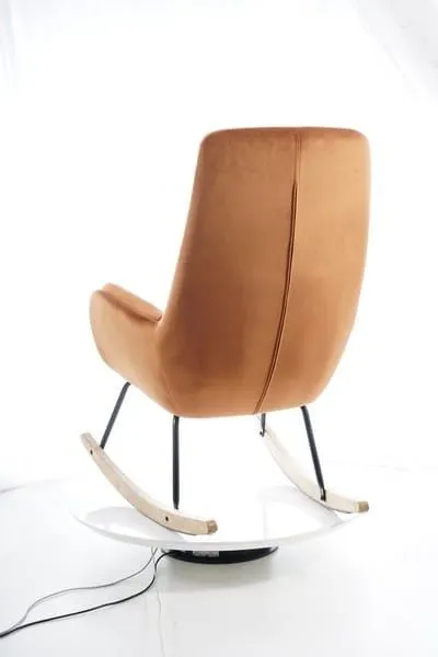 Fotel bujany HOOVER Velvet Pomarańczowy na płozach| MIRAT styl SKANDYNAWSKI