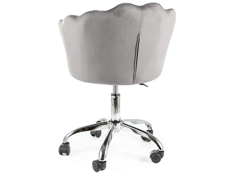 Aksamitny fotel obrotowy Rose Velvet szary chrom do toaletki | MIRAT