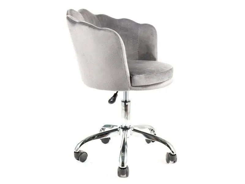 Aksamitny fotel obrotowy Rose Velvet szary chrom do toaletki | MIRAT
