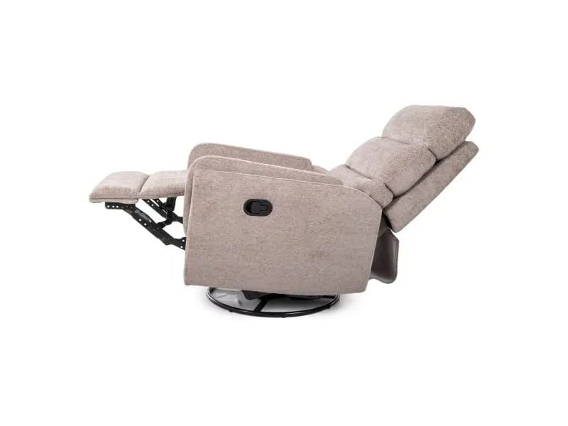 Fotel rozkładany obrotowy ARGOS aksamitny w ciemnym beżu | MIRAT