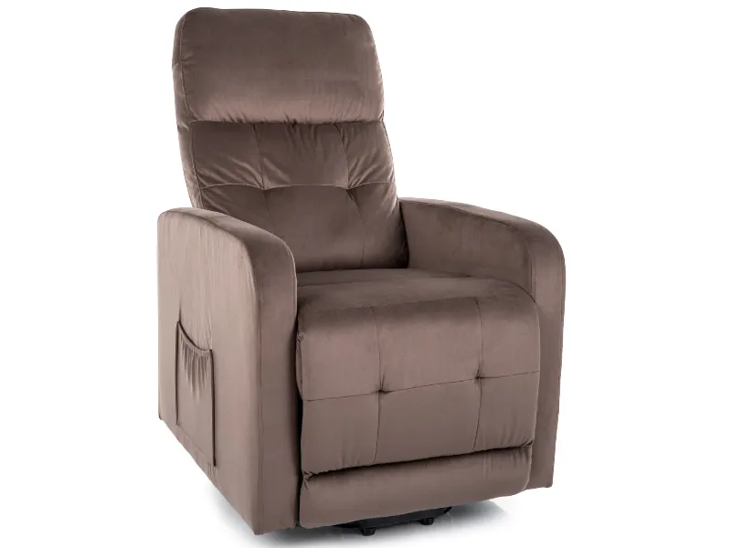 Aksamitny fotel z funkcją wstawania Otus II Velvet cappuccino | MIRAT