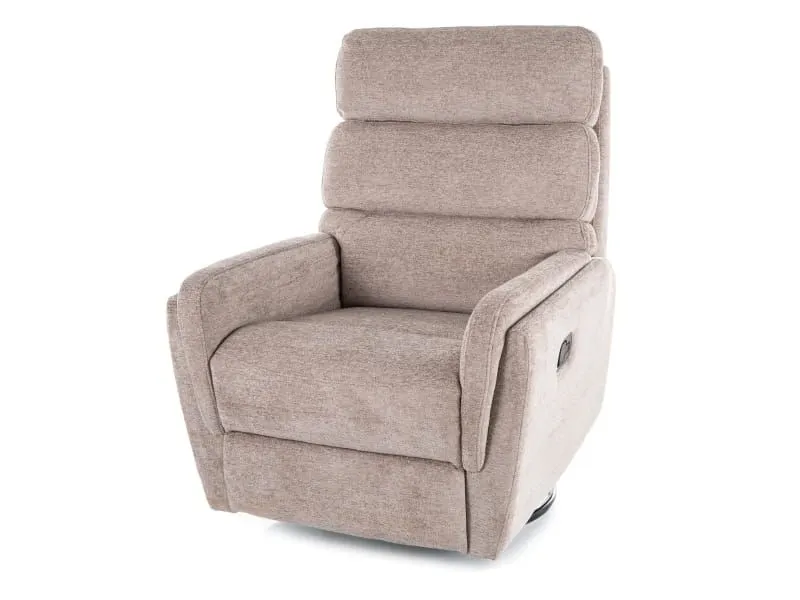 Fotel rozkładany obrotowy ARGOS aksamitny w ciemnym beżu | MIRAT