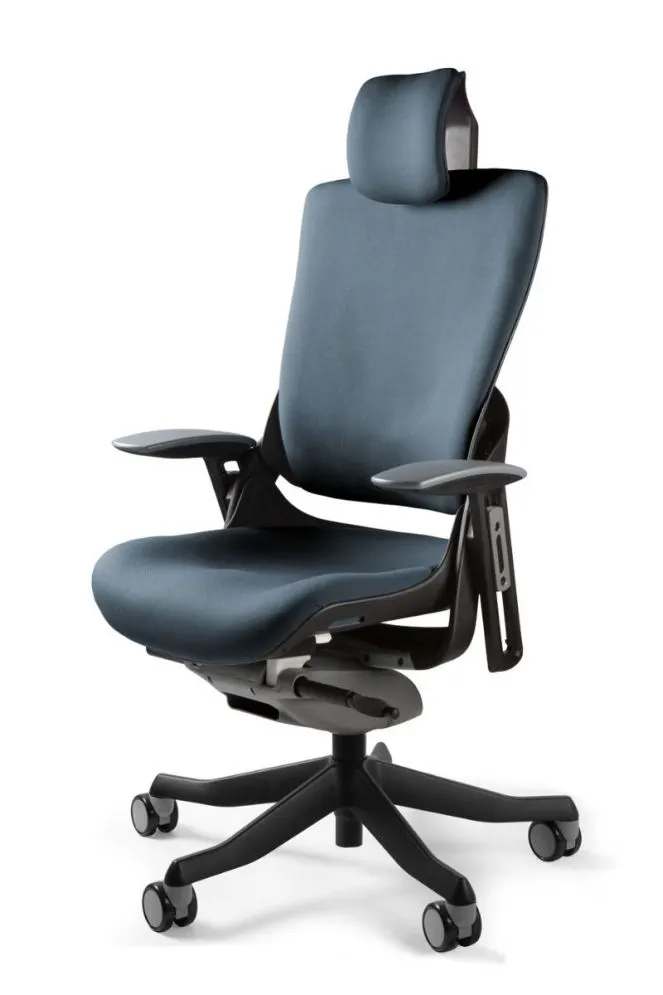 Fotel biurowy WAU 2 czarny/szary tkanina z zagłówkiem | MIRAT.