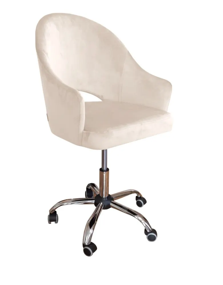 Fotel JENISEJ VELVET ecru komputerowy tapicerowany aksamitem | MIRAT.