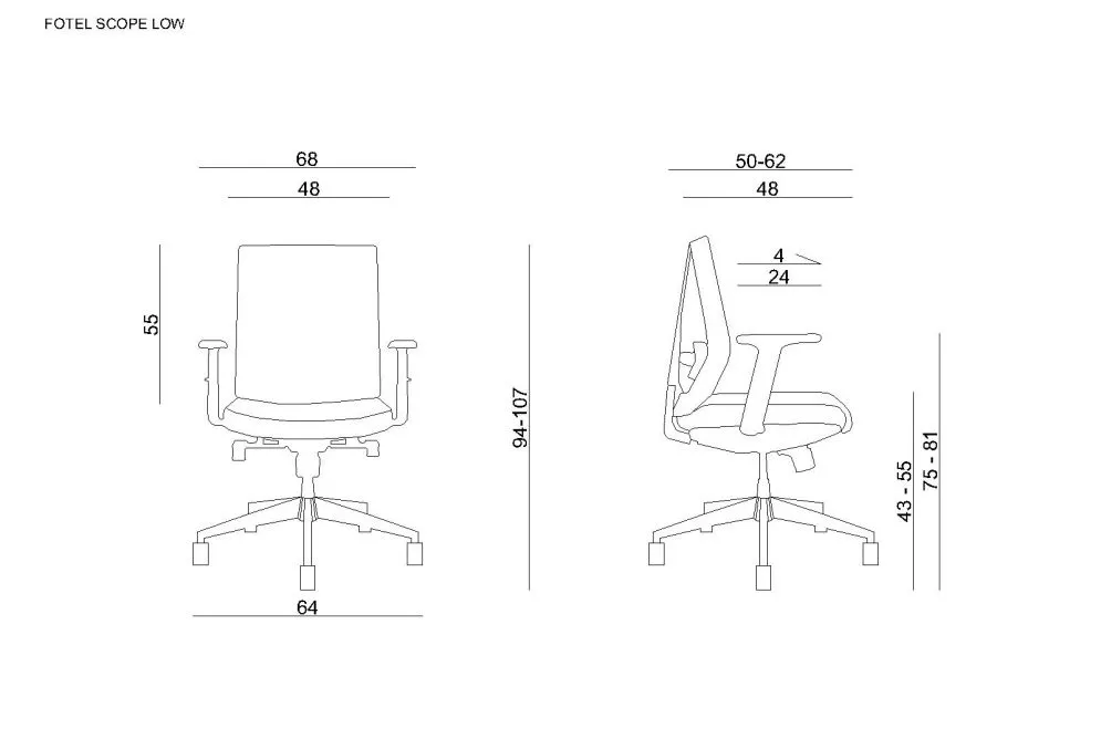 Fotel biurowy SCOPE LOW czarny z mechanizmem SYNCHRON | MIRAT. w stylu  kolekcja
