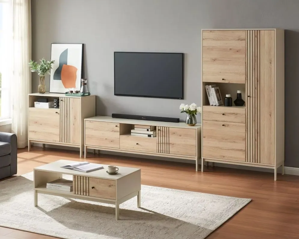 Szafka RTV FROST 2 120cm off white/dąb alpejski I sklep meblowy MIRAT. kolekcja FROST