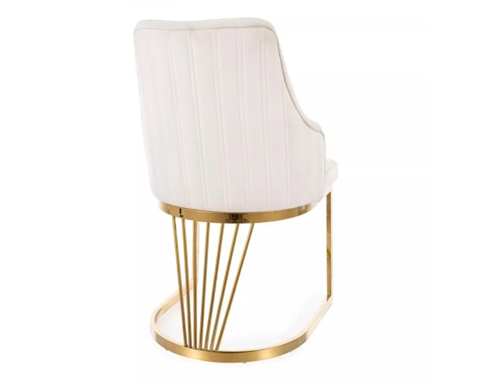 Krzesło tapicerowane ALURE VELVET jasnobeżowe I sklep meblowy MIRAT. styl GLAMOUR