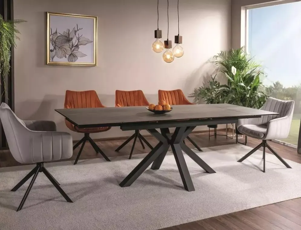 Krzesło tapicerowane AZALIA VELVET jasnoszare welurowe | MIRAT. styl GLAMOUR, LOFT