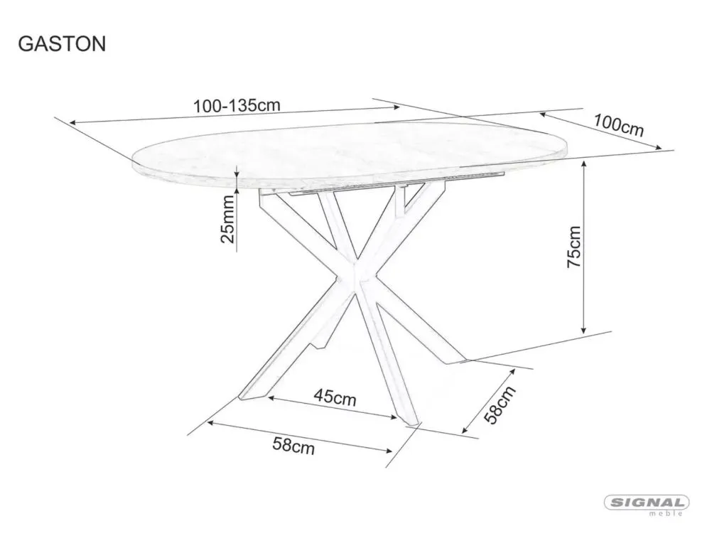Okrągły stół ceramiczny Gaston 100-135 cm czarny marmur | MIRAT styl LOFT