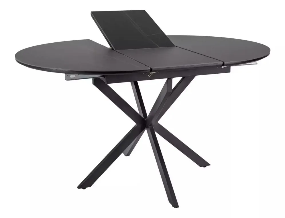 Okrągły stół ceramiczny Gaston 100-135 cm czarny marmur | MIRAT styl LOFT