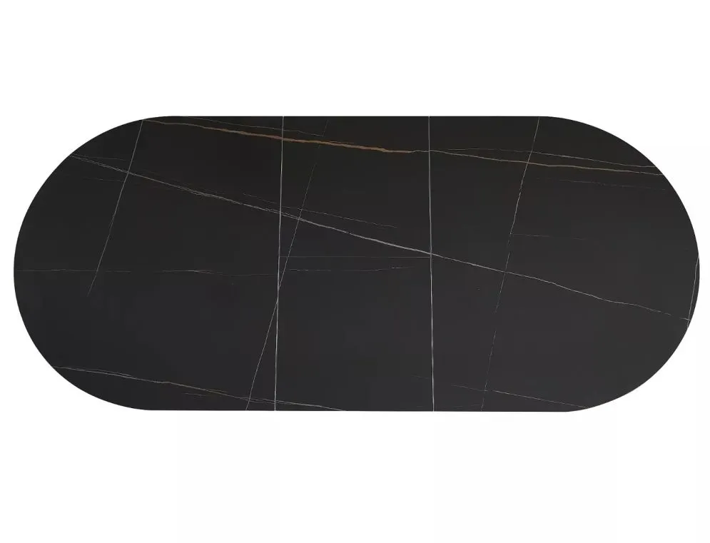 Owalny stół ceramiczny Gaston 140(180)x80 cm czarny marmur | MIRAT styl LOFT
