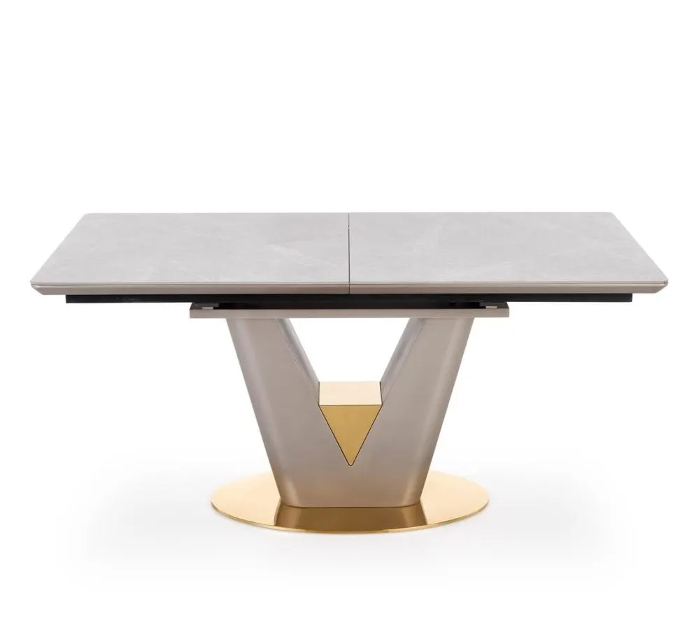 Stół rozkładany VALENTINO 160(220)x90 szary marmur/złoty do jadalni | MIRAT. styl GLAMOUR