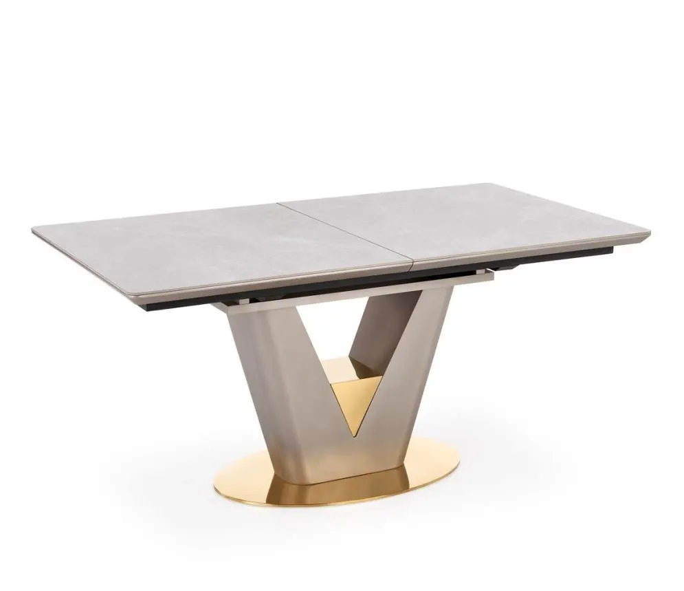 Stół rozkładany VALENTINO 160(220)x90 szary marmur/złoty do jadalni | MIRAT. styl GLAMOUR